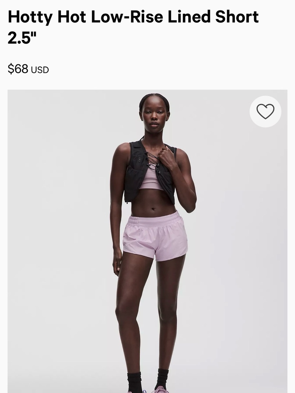 lululemon athletica Hotty Hot Low-Rise Lined Short 2.5" - Light Lavender